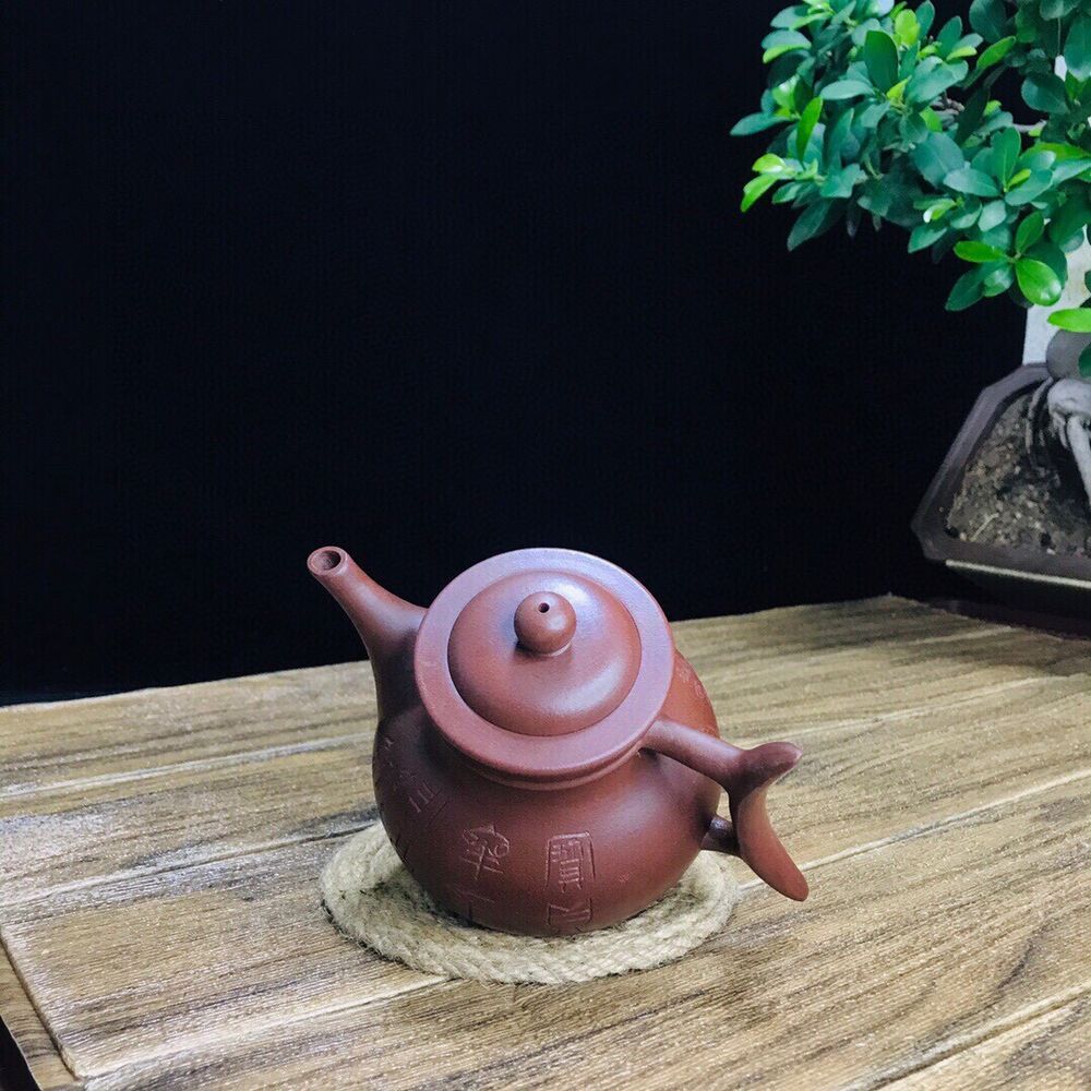vintage chinese yixing purple clay teapot zisha ceremony carving Collectible art