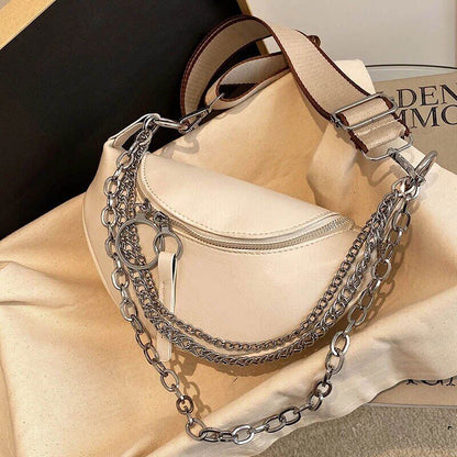 Chain Waist Belt Bag Women Leather Crossbody Fashion Phone Pack Purse Ladies