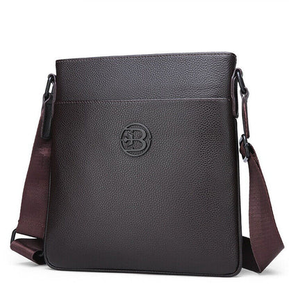 100% Genuine Leather Men's Litchi Sling Shoulder Messenger Bag 10" Business Bag