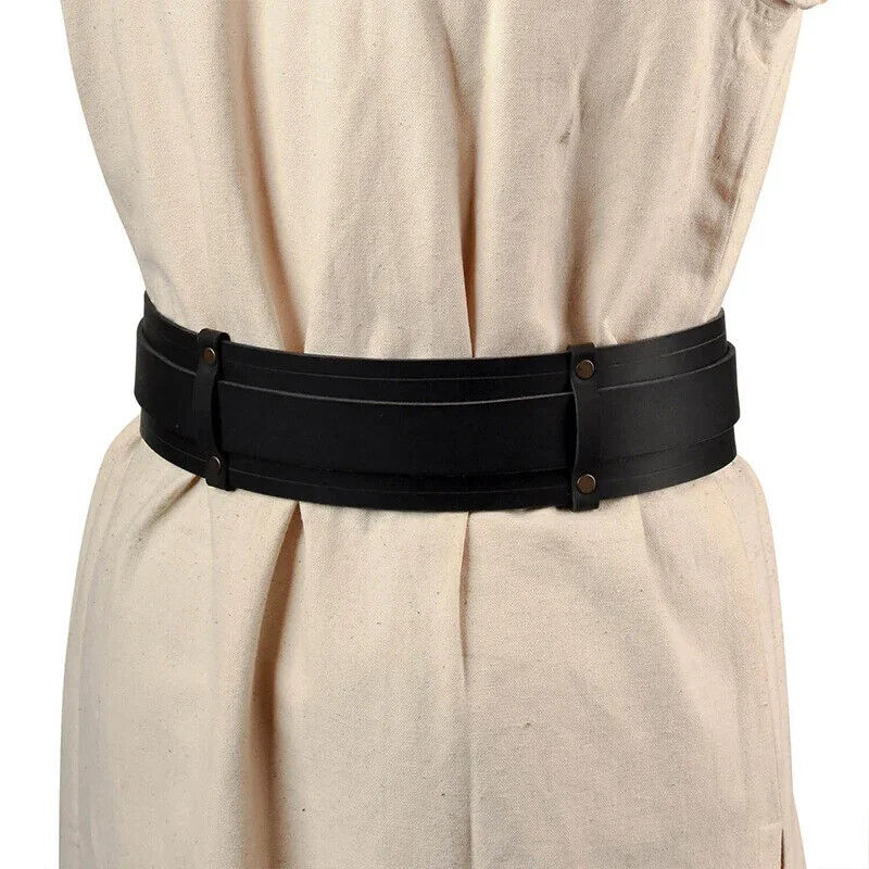 Women Belts PU Leather Vintage Knight Gothic Medieval Buckles Costume Waistbands