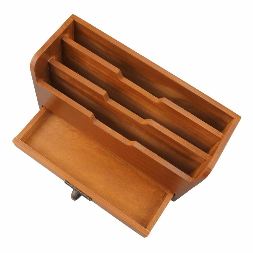 Multifunction Desk File Letter Mail Box Storage Sorter Organizer Wood 29x17x11cm
