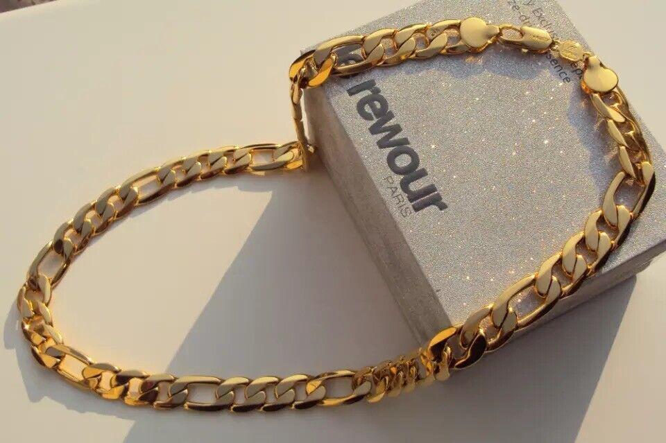 Cadenas De Acero Inoxidable ® Figaro Ita En Oro 14k Para Hombres Eslabón Cubana