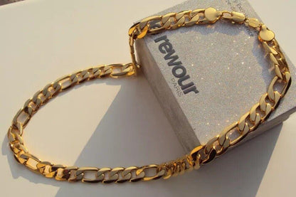 Cadenas De Acero Inoxidable ® Figaro Ita En Oro 14k Para Hombres Eslabón Cubana