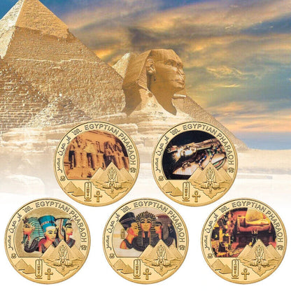 Commemorative Challenge Coins Egyptian Pharaoh Gold Plated Craft Souvenir 1.57in