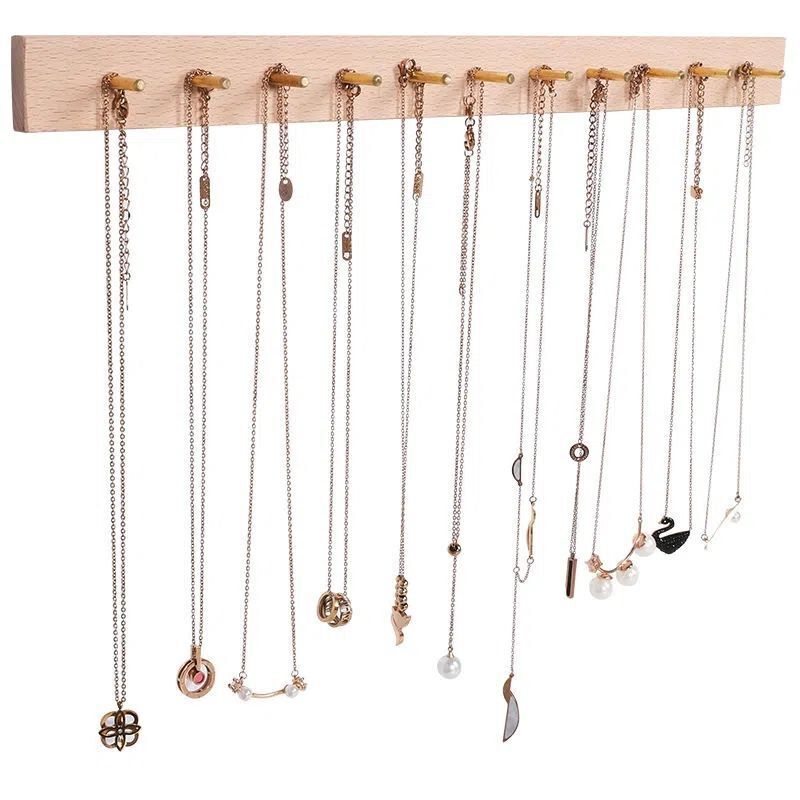 Jewelry Display Necklace Wall Hanging Stands Wood Earring Ring Organizer 30~58cm