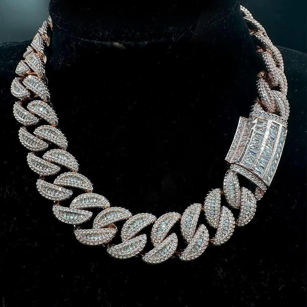 20MM 5AAA+ Real Gold Plated CZ Ice Out Hop Hip Cuban Link Chain Necklace 16-28''