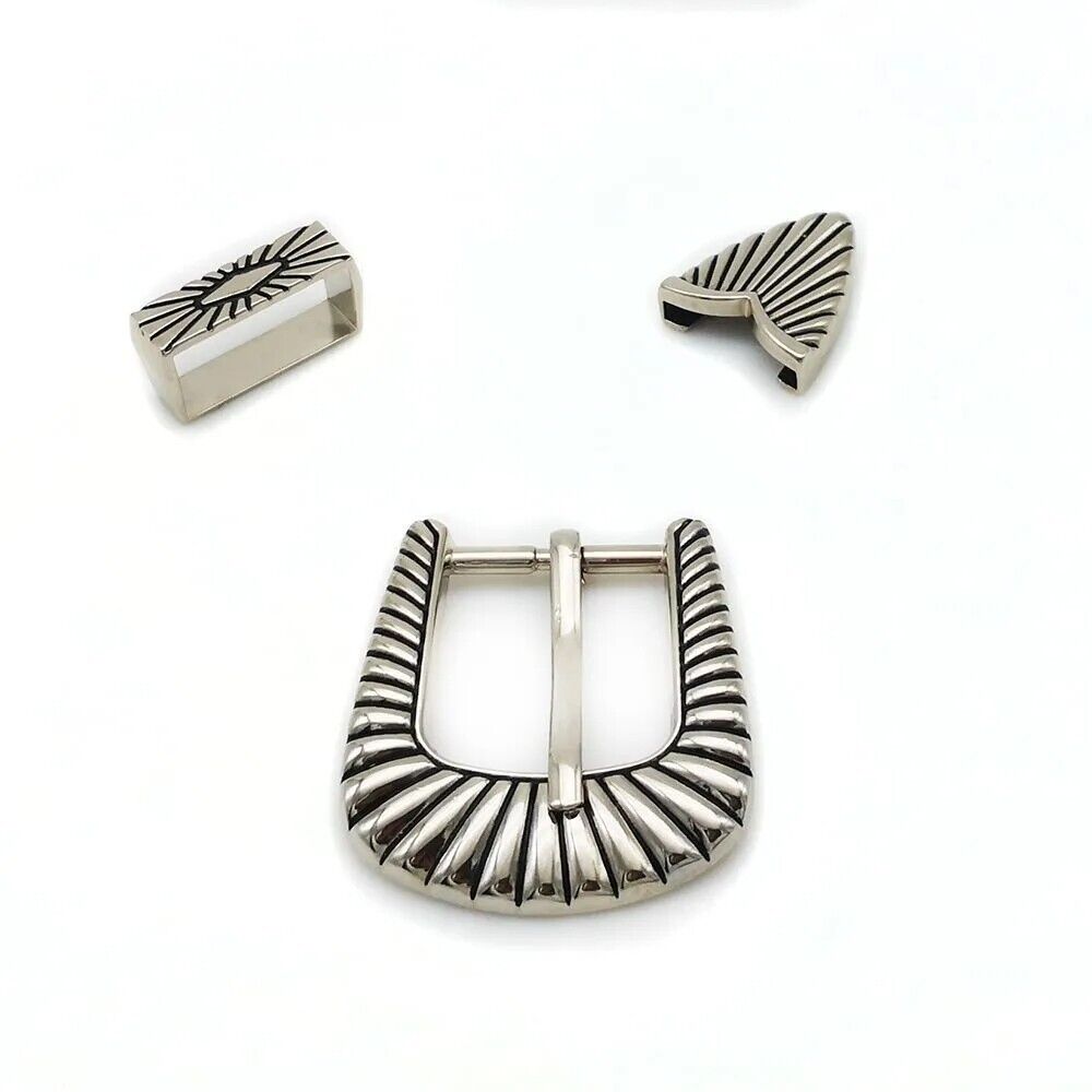 Women Belt Buckle 1'' 25mm Pin Simple Stripes Metal DIY Leathercraft Accessories