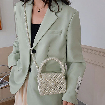 Handmade Woven Beaded Pearl Bags Women Handbags Party Bags