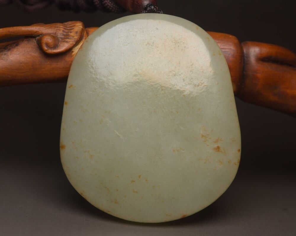 Chinese Natural Hetian Jade Carving Laughing Buddha Statue Luck Pendant Jewelry