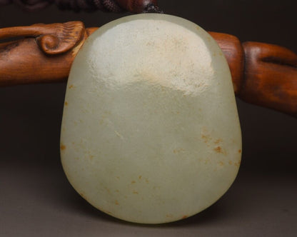 Chinese Natural Hetian Jade Carving Laughing Buddha Statue Luck Pendant Jewelry