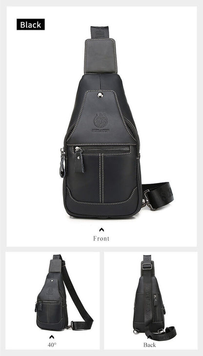 Sling Backpack for Men Chest bag Crossbody Bag Shoulder Bag 100% Genuine Leather