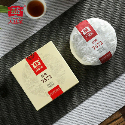 150g Dayi Taetea 7572 Yunnan Menghai Pu'er Pu-erh Tea Cake in Box 2018 Ripe Puer