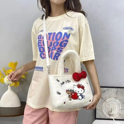 Women's Handbag Hello Kitty Plush Girl Y2K Shoulder Bag Messenger Bag Gift
