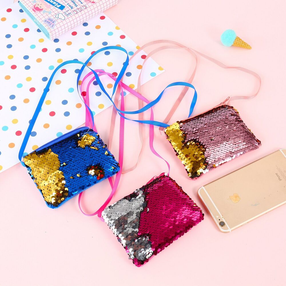 Girls Package Wallet Women Sequins Coin Purse Earphone Handbag Zipper Clutch Bag