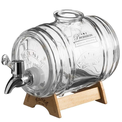 Wine Barrel Glass Beverage Wine Fruit Tea Jar Tap Cocktail Decanter Stopper Seal