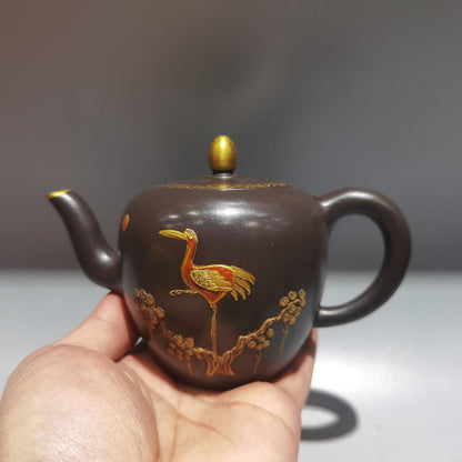 Chinese Yixing Zisha Clay Handmade Exquisite Teapot（描金美人肩壶 低款：顾景舟）