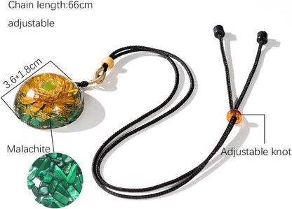Orgonite Necklace with Malachite and Flower of Life Healing Crystals Meditation