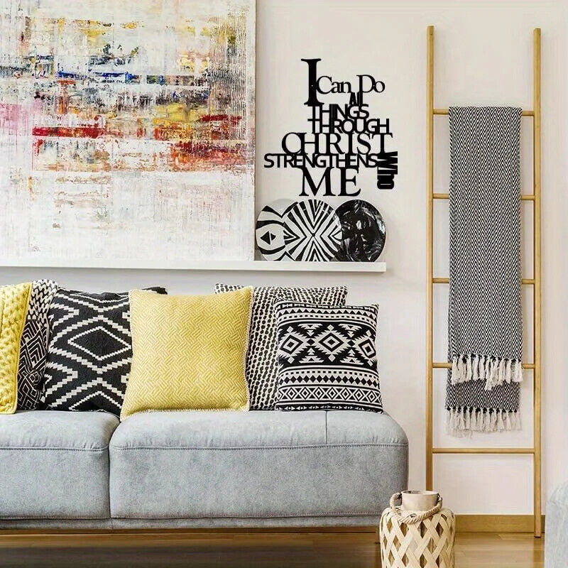 1pc, Metal Art Decoration Indoor Letter Patterned Wall Hanging Wall Decorations
