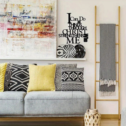 1pc, Metal Art Decoration Indoor Letter Patterned Wall Hanging Wall Decorations