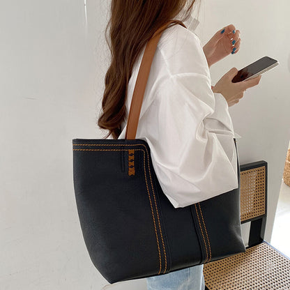 2x Women Soft Pebbled PU Leather Tote Bag Shoulder Handbag Crossbody Purse Set