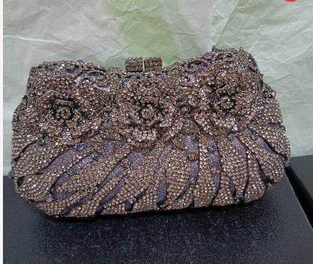 18 Colors Formal Dinner Clutch Gold Crystal Evening Purse Handbag 19.5*5*10.5 CM