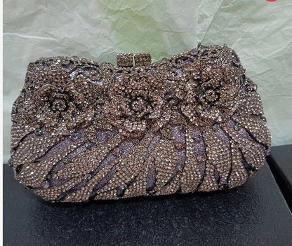 18 Colors Formal Dinner Clutch Gold Crystal Evening Purse Handbag 19.5*5*10.5 CM