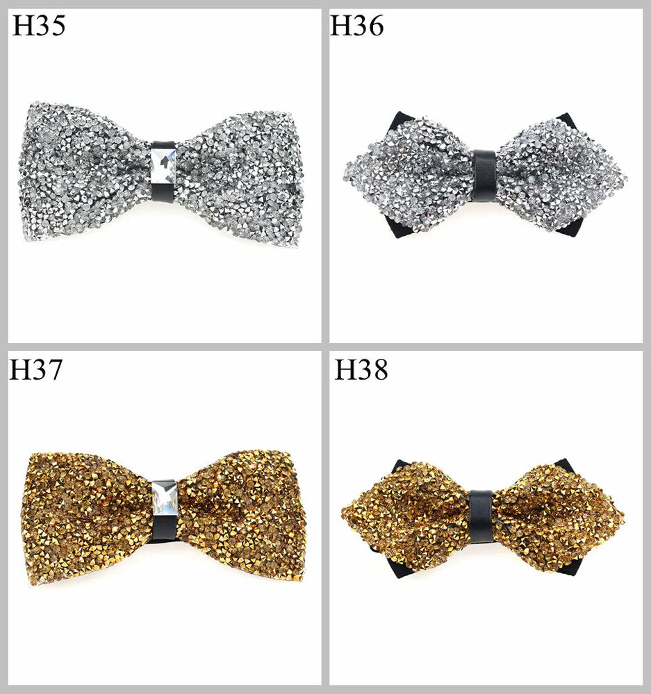 Men Bowtie Diamond Luxury Crystal Gem Tie Fashion Wedding Party Neckwear Banquet