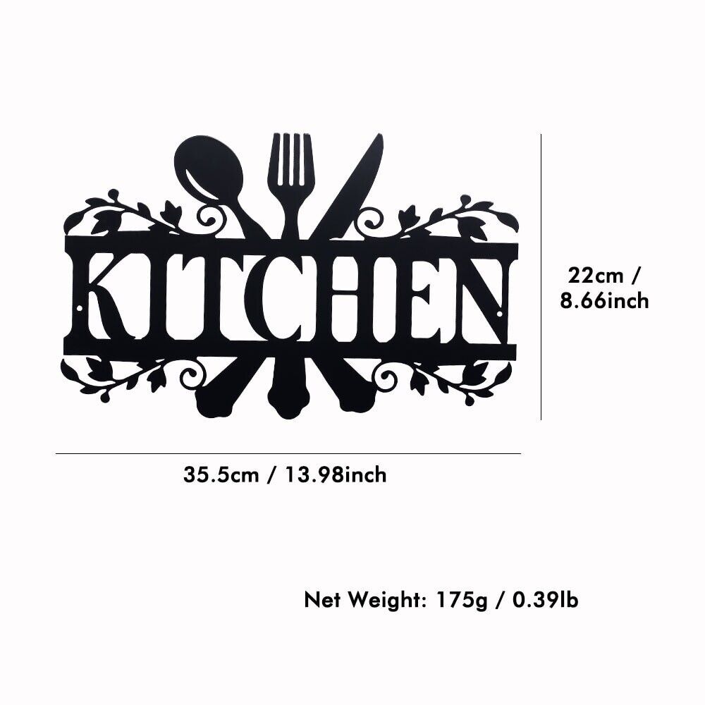 Kitchen Wall Decor Metal Black Letter Art Signs Rustic Plaques Cut Out 35.5x22cm