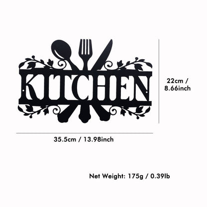 Kitchen Wall Decor Metal Black Letter Art Signs Rustic Plaques Cut Out 35.5x22cm