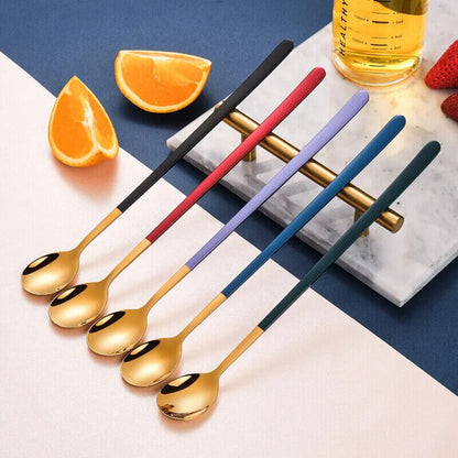 Ice Cream Spoons 304 Stainless Steel Long Handle Coffee Stirring Kitchen Utensil