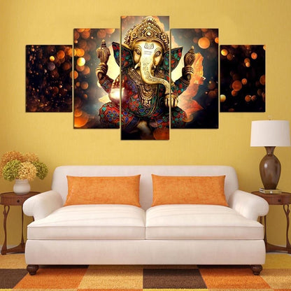 Ganesha Hindu God 5 Pieces canvas Wall Art Picture Poster Home Decor