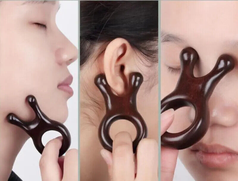 Ring Shape Natural Sandalwood Massage Comb Head Face Scalp Gua Sha Massage