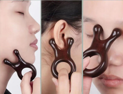 Ring Shape Natural Sandalwood Massage Comb Head Face Scalp Gua Sha Massage