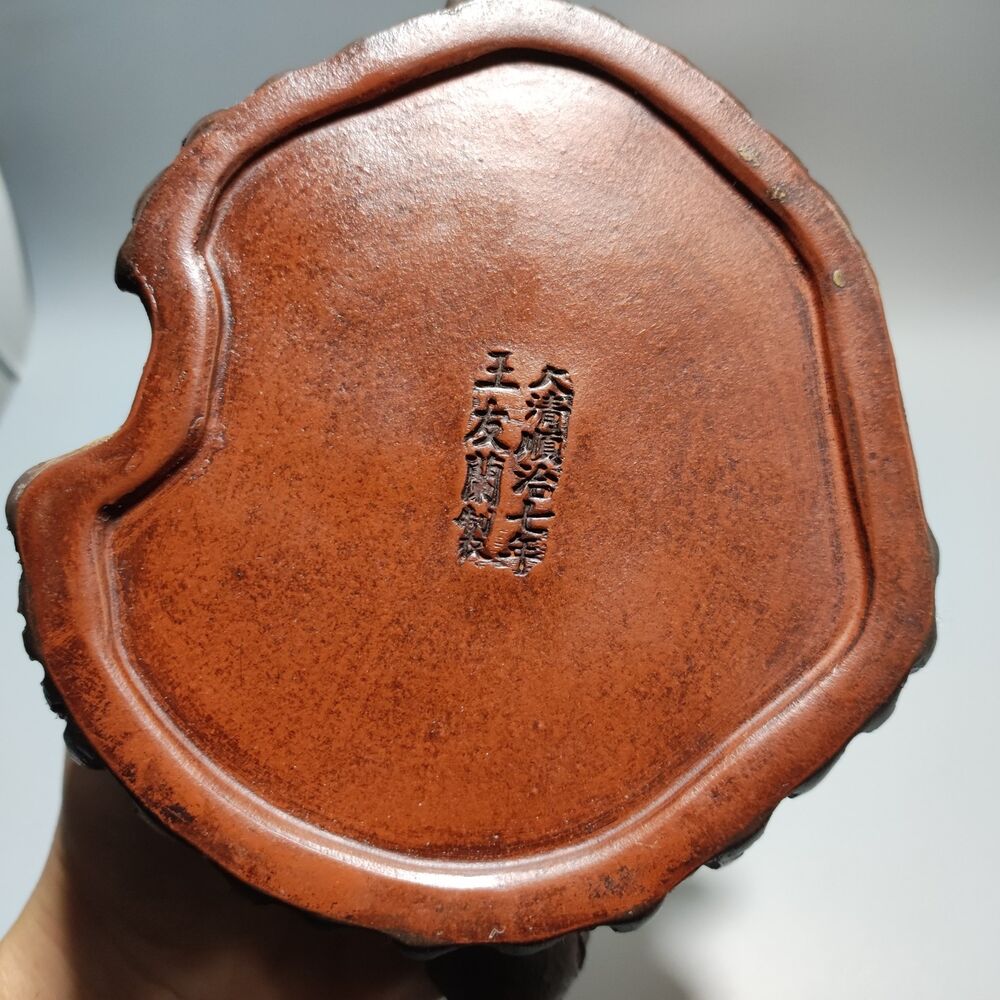 Vintage Chinese Yixing Purple Clay Teapot Zisha Ceremony Carving Collectible Art