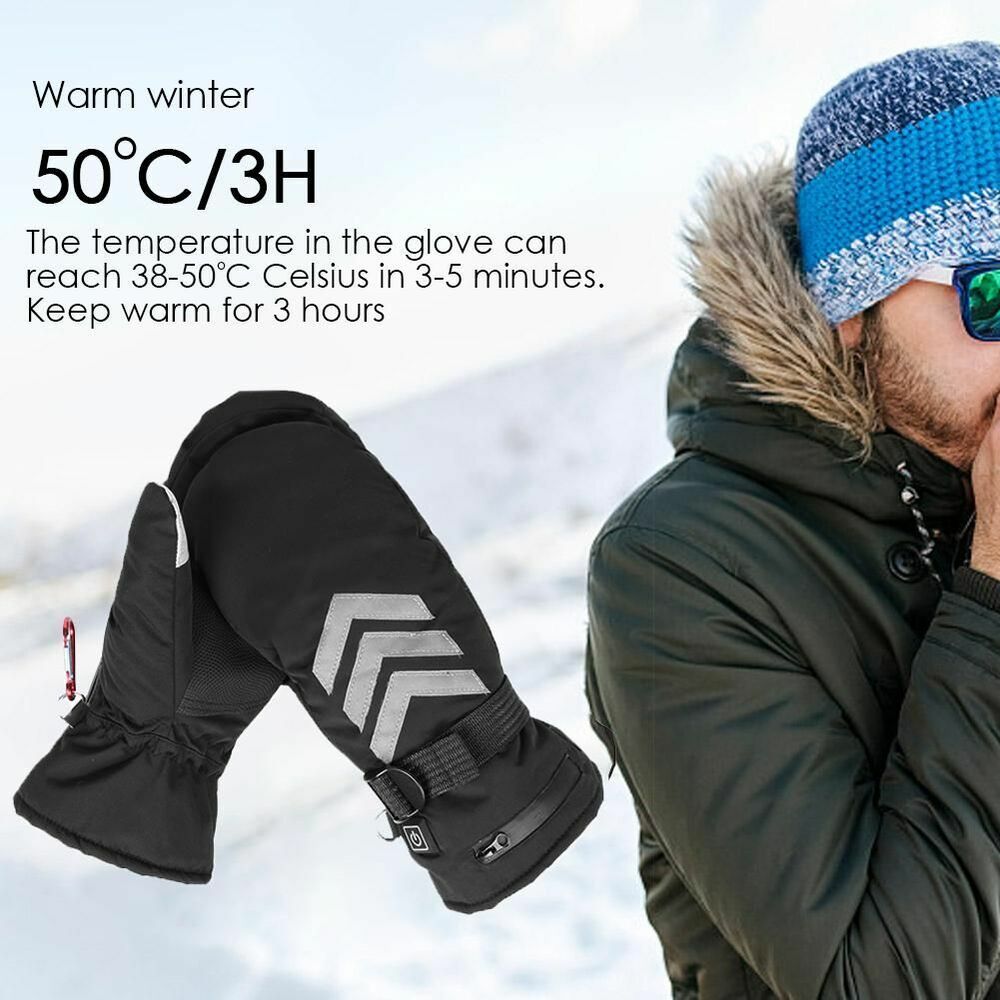 Electric Heating Gloves Rechargeable Battery Powered Winter Warm Outdoor Mittens