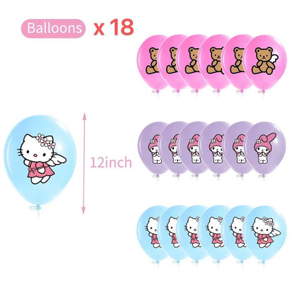 Hello Kitty Birthday Party Supplies Balloons Cake Top Banner Decorations Set