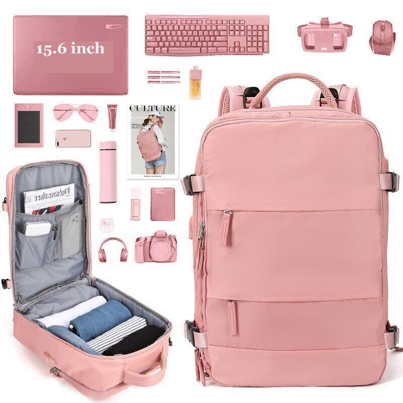 Women Laptop Backpack USB Charging School Backpack Shoe Bag Travel Backpack