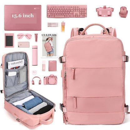 Women Laptop Backpack USB Charging School Backpack Shoe Bag Travel Backpack