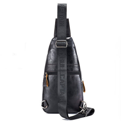 100% Cowhide Leather Crossbody Bag Chest Bag Hiking Sling Backpack Shoulder Bag
