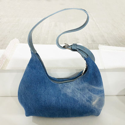 26*13*7CM Bag Handbag Purses Denim Distressed Wash Striped Plaid Shoulder Cloth