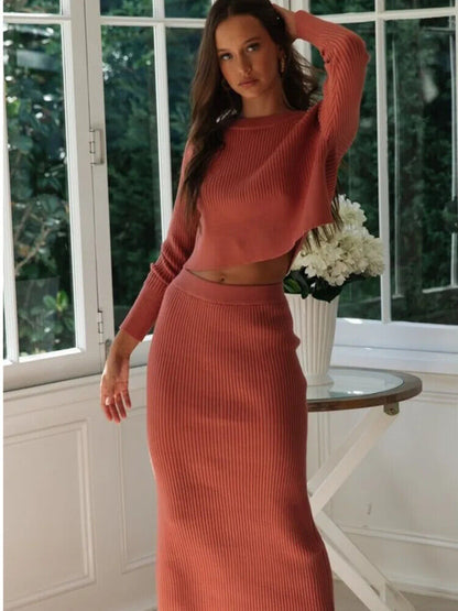 2 Pieces Set Women Sweater Skirts Office Lady Skirts 2PCS Suits Winter Cloth