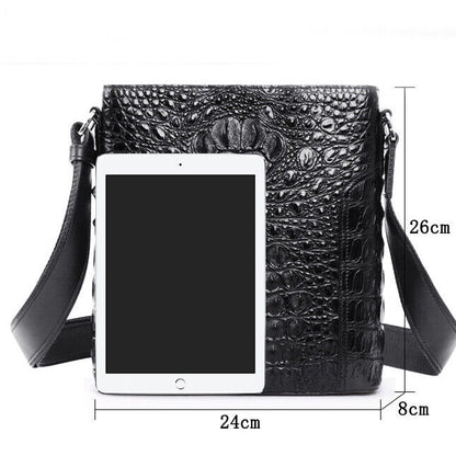Handcrafted Nile Crocodile Skin Leather Shoulder Messenger bag, Men's Luxury Bag