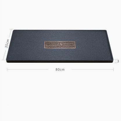 weighted tea tray water draining tea table rectangle black stone tea boat China