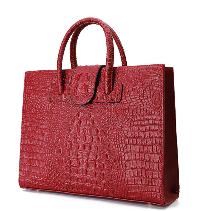 100% Genuine Leather Women's Crocodile Handbag Evening Party Bag Satchel Tote