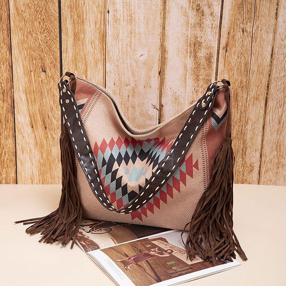 Woman Bags Female Handbag Hand Canvas Linen Shoulder Crossbody Bags Tassel