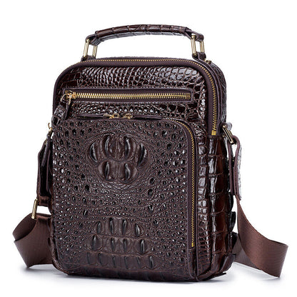 100% Genuine Leather Men's Crocodile Shoulder/Messenger Bag 8" Handbag Sport Bag