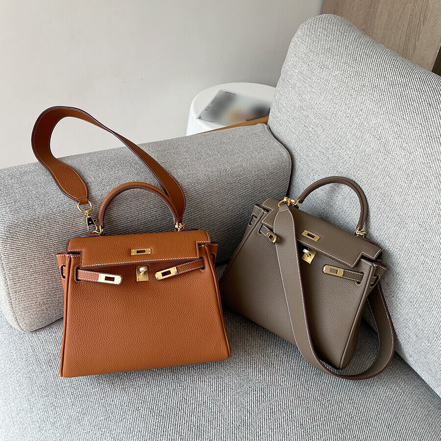 25/28cm Real Leather Flap Tote Shoulder bag Handbag Purse Fashion Briefcase