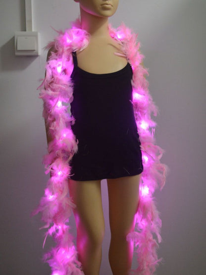 Feather Boa 2M Glowing LED Lights Party Wedding Halloween Costumes Scarf 60g 80g