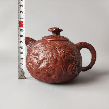 Vintage Chinese Yixing Purple Clay Teapot Zisha Ceramic Carving Dragon Tea Set