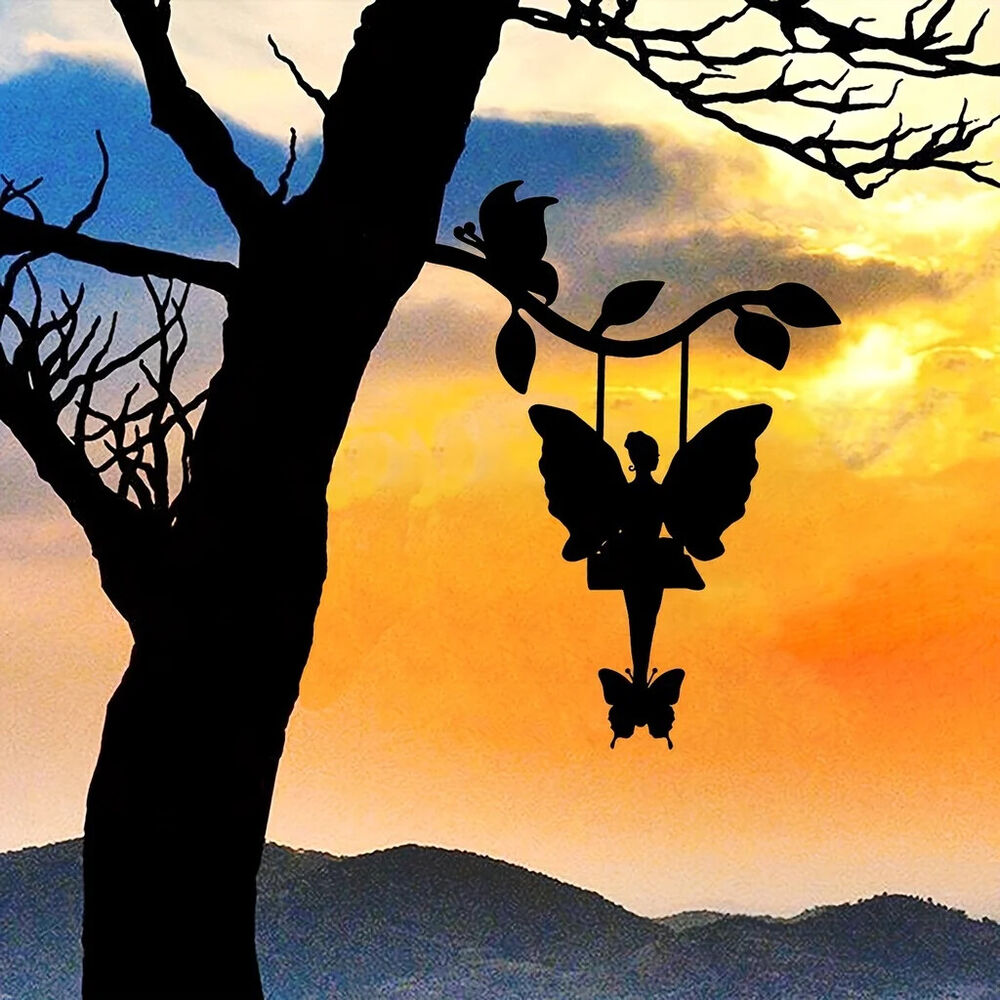 Elf On Branch Steel Silhouette Metal Wall Art - Perfect for Birthdays